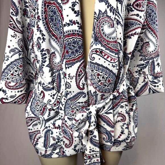 Collections etc Women's Paisley Light Jacket Belted Cozy Boho Size Medium - Picture 4 of 7